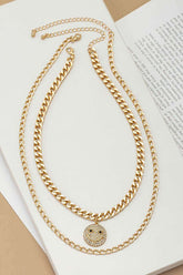 Two Necklaces Set: Cuban Chain & Smiley Face Pendant, Necklaces, $ 19.00, A Moment Of Now™